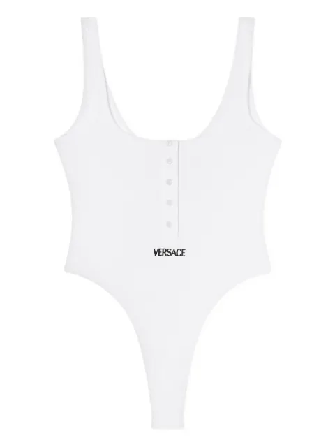 Versace logo-embroidery ribbed bodysuit