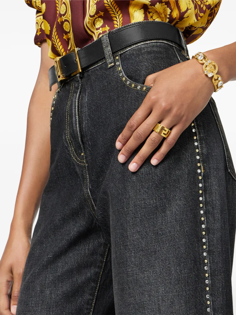 Versace Greca Ring In Gold