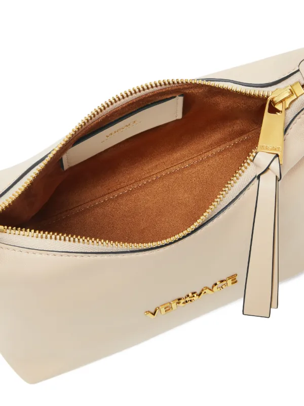 Versace Versace Tag Nappa Shoulder Bag | Neutrals | FARFETCH