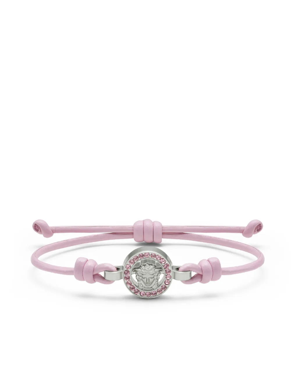 Versace Medusa Crystal Leather Bracelet In Pink
