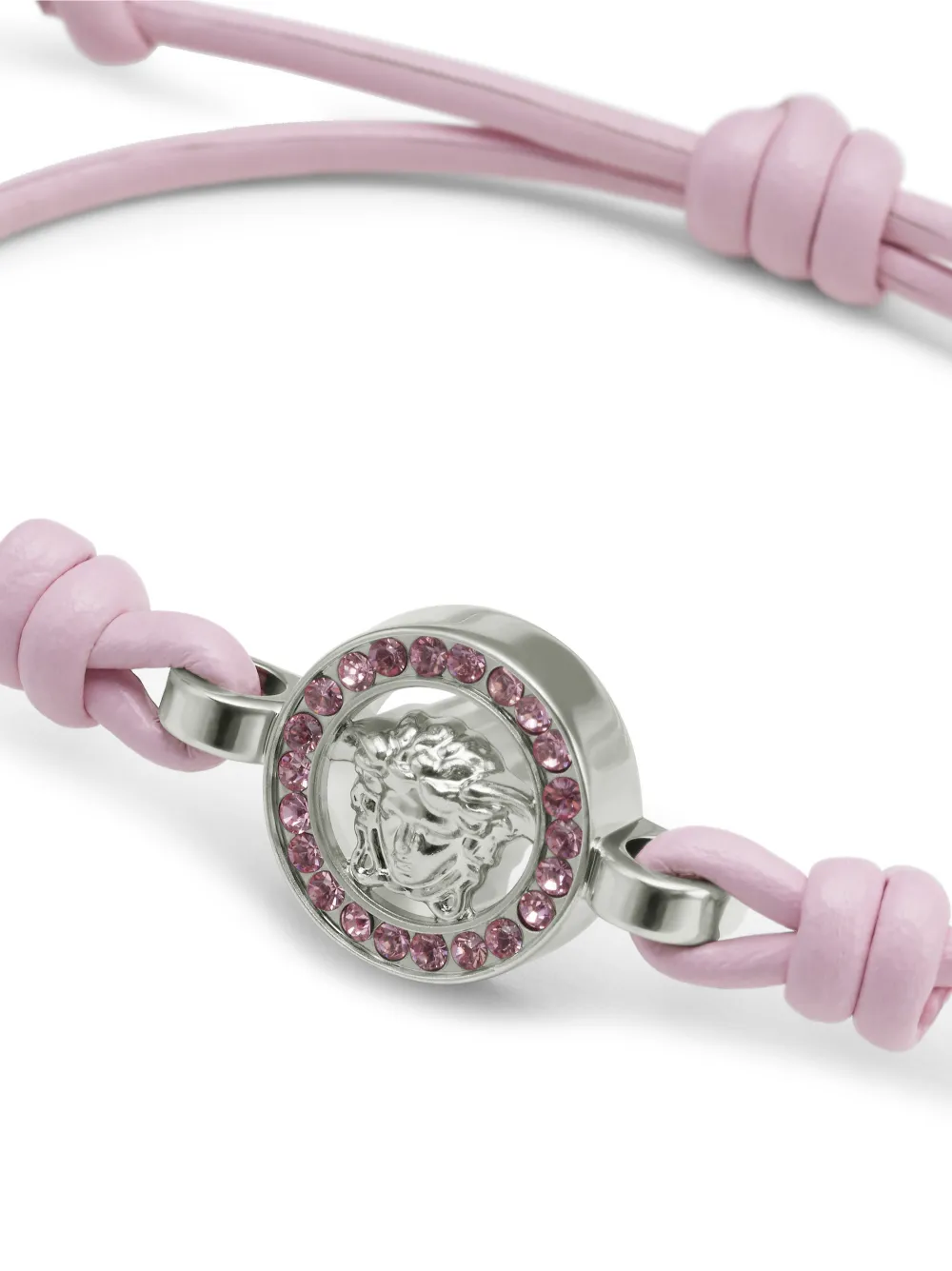 Versace Medusa Crystal Leather Bracelet In Pink