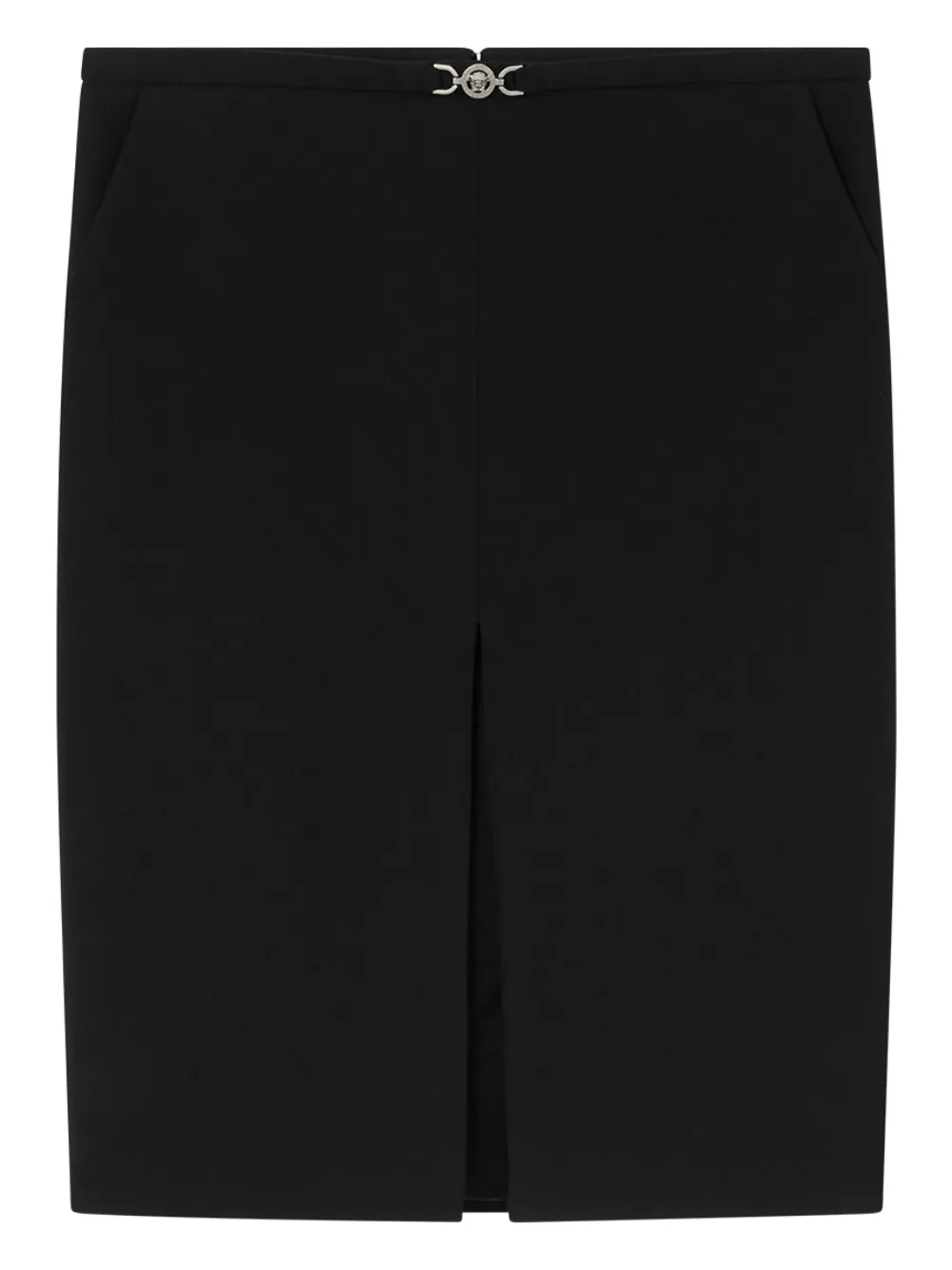 Versace Wool Midi Skirt In Blue