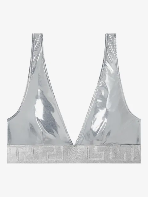 Versace metallic triangle bikini top