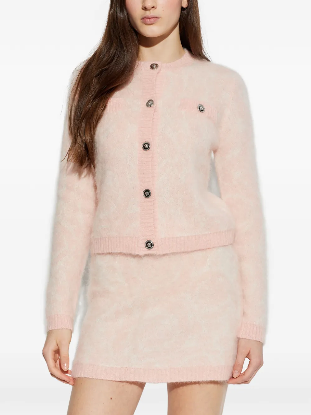 Versace Mohair Cardigan In Pink