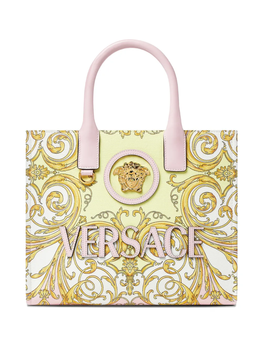 Versace Baroque Print Tote Bag Shoulder Strap Handles In Multi