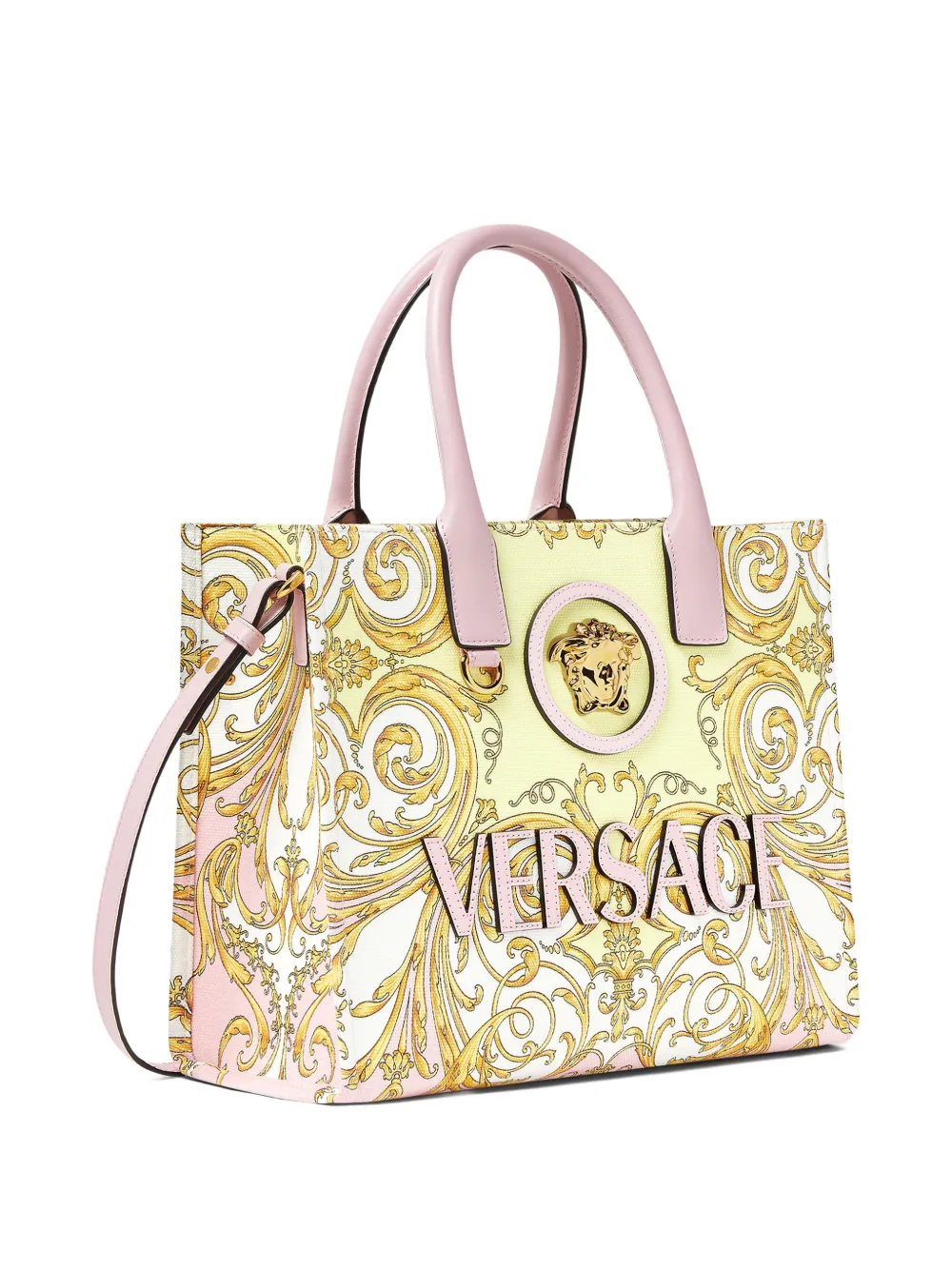 Versace Baroque Print Tote Bag Shoulder Strap Handles In Multi