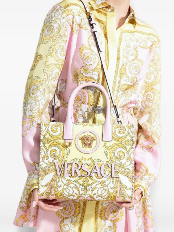 Versace Small La Medusa Printed Canvas Tote Bag | Yellow | FARFETCH