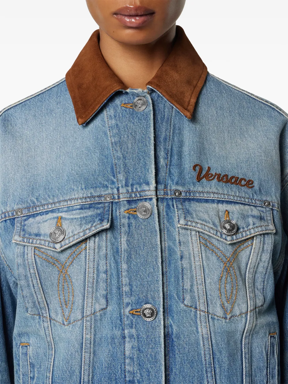 Versace Denim trucker jack Blauw