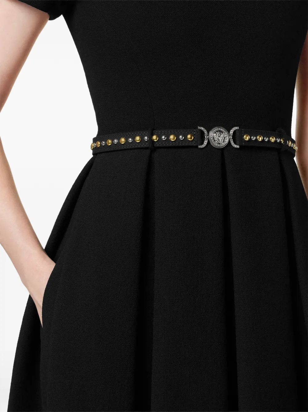 Versace Mini-jurk met A-lijn en ceintuur Zwart