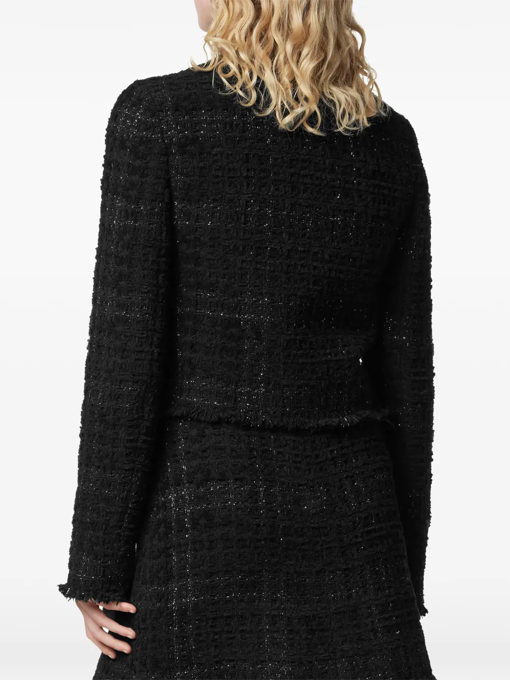 Versace Cotton Tweed Jacket In Black