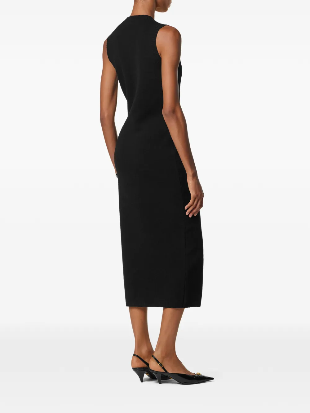 Versace Midi-jurk met knoopsluiting Zwart