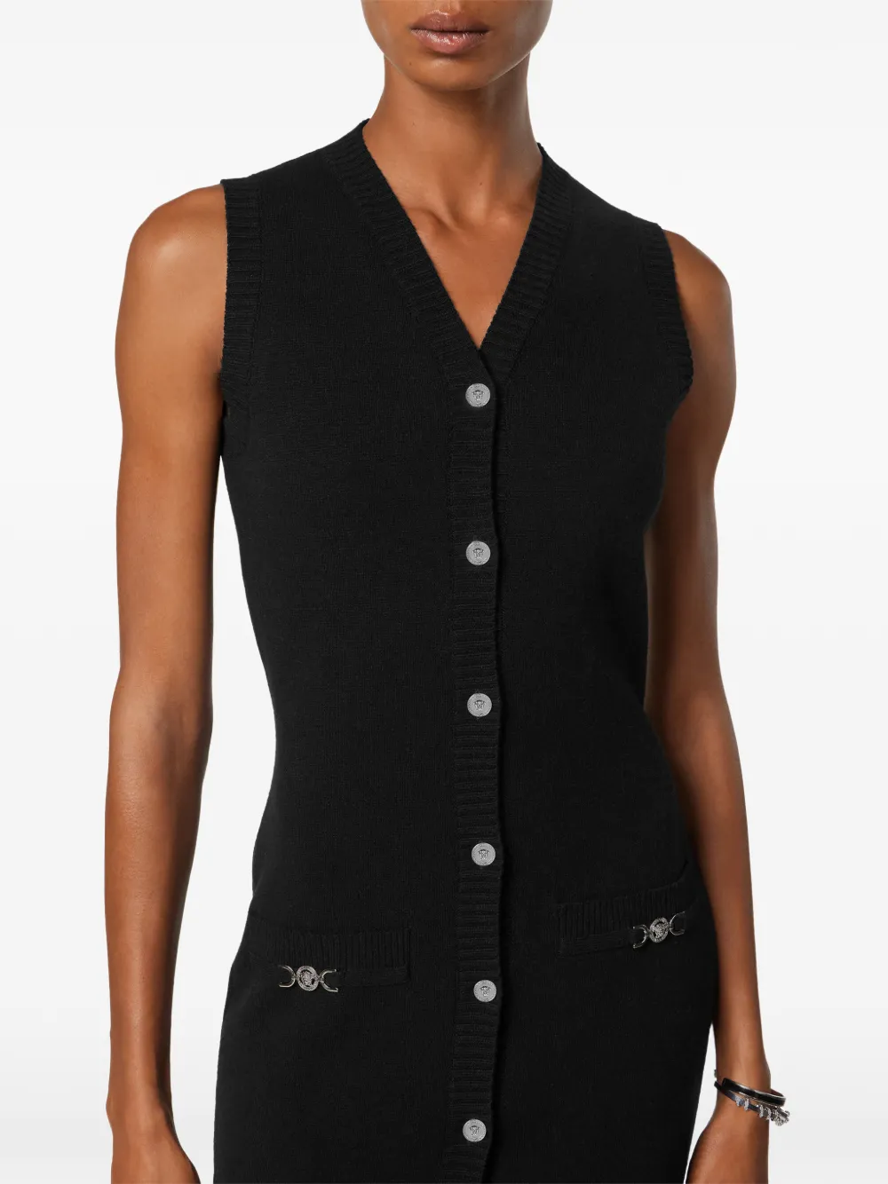 Versace Midi-jurk met knoopsluiting Zwart