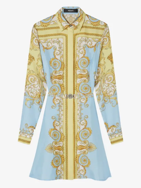 Versace printed silk twill mini shirt dress