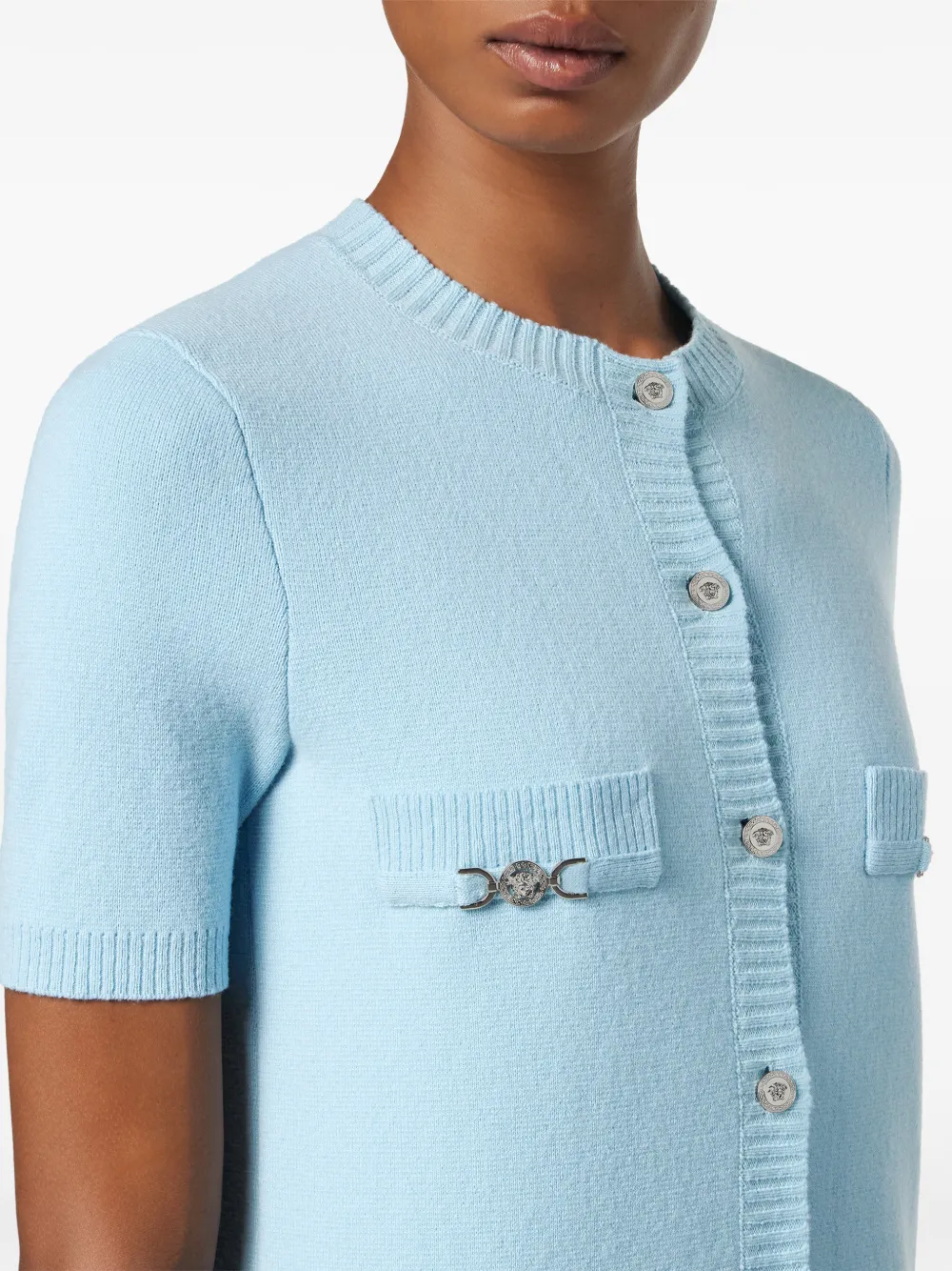 Versace Wool Mini Dress In Blue