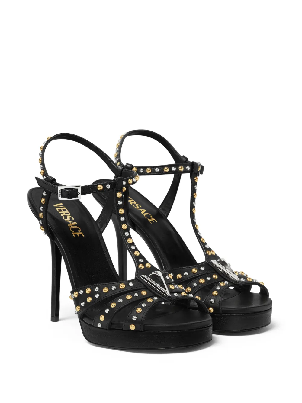 Versace Leren sandalen Zwart