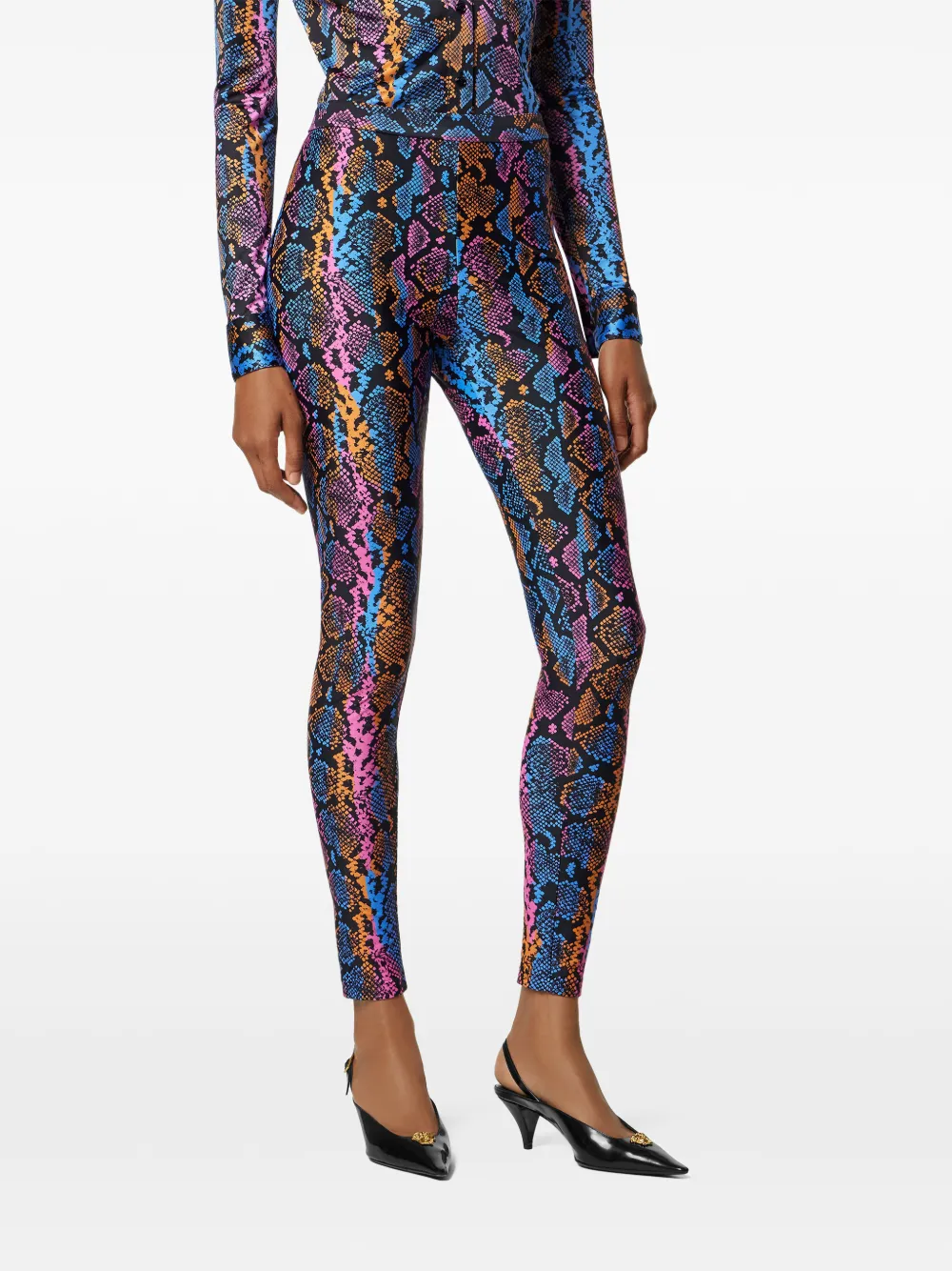Versace Snakeskin-print Leggings In Multi