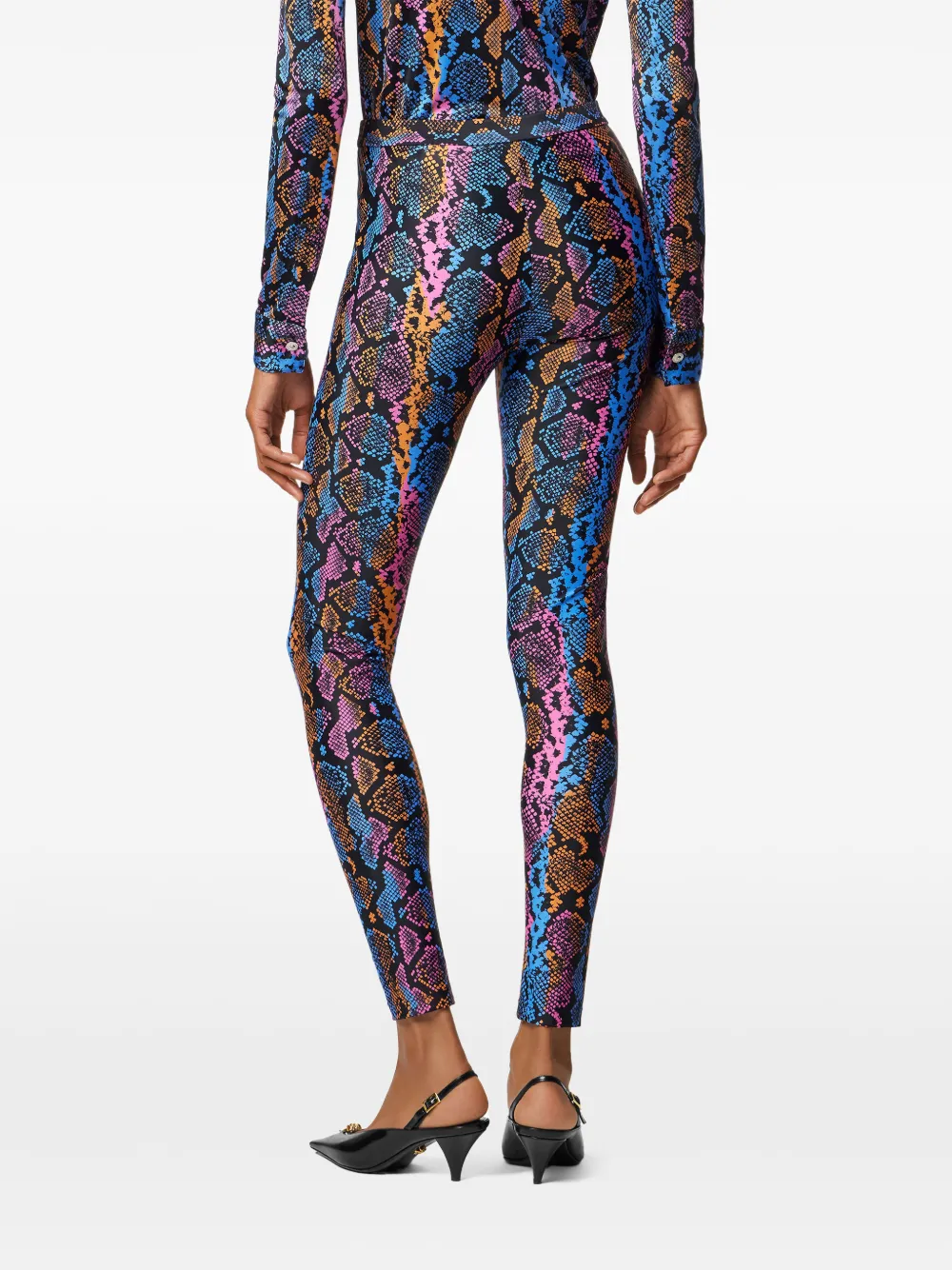 Versace Snakeskin-print Leggings In Multi