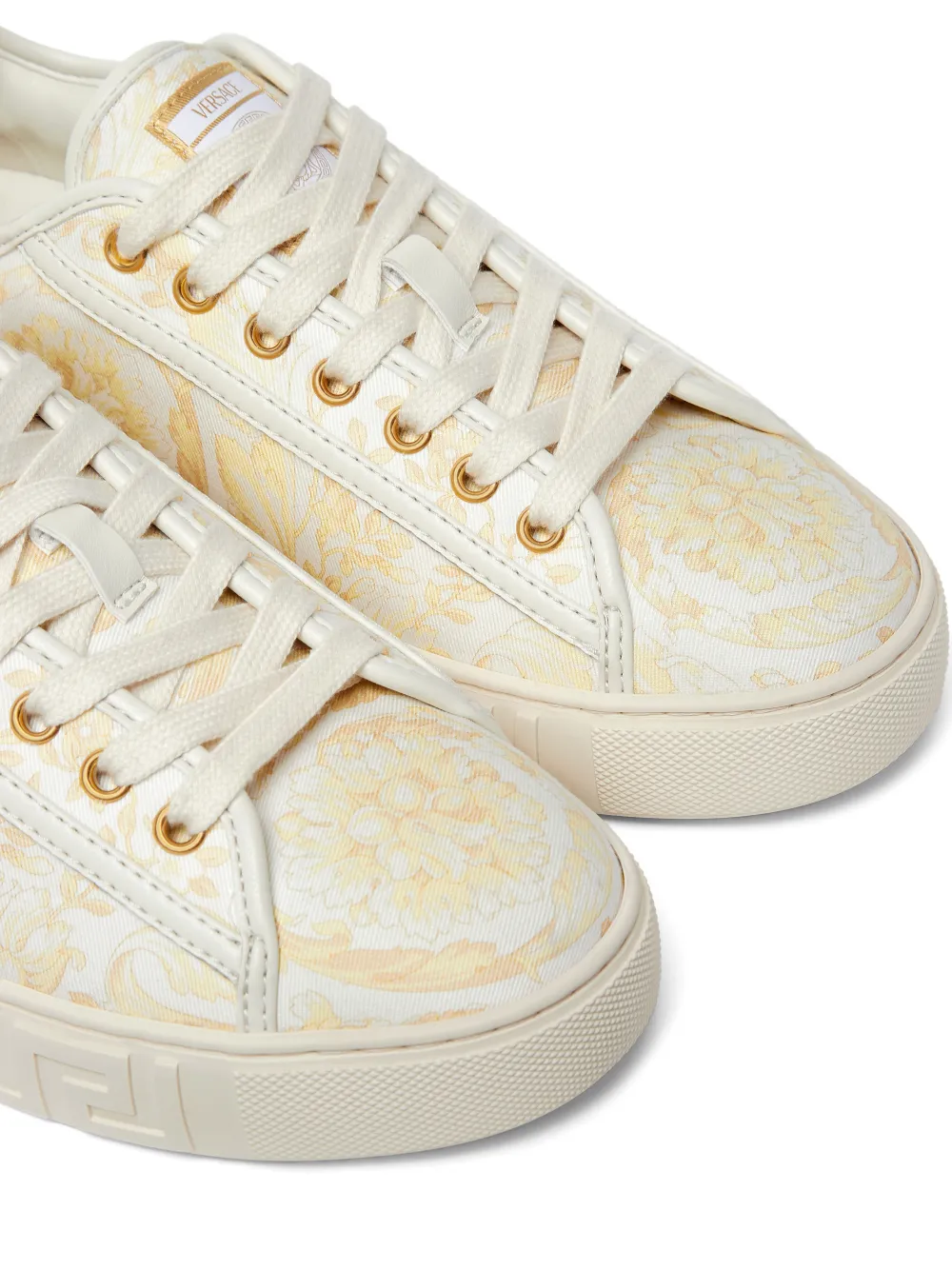 Versace Greca Printed Sneakers In Neutral
