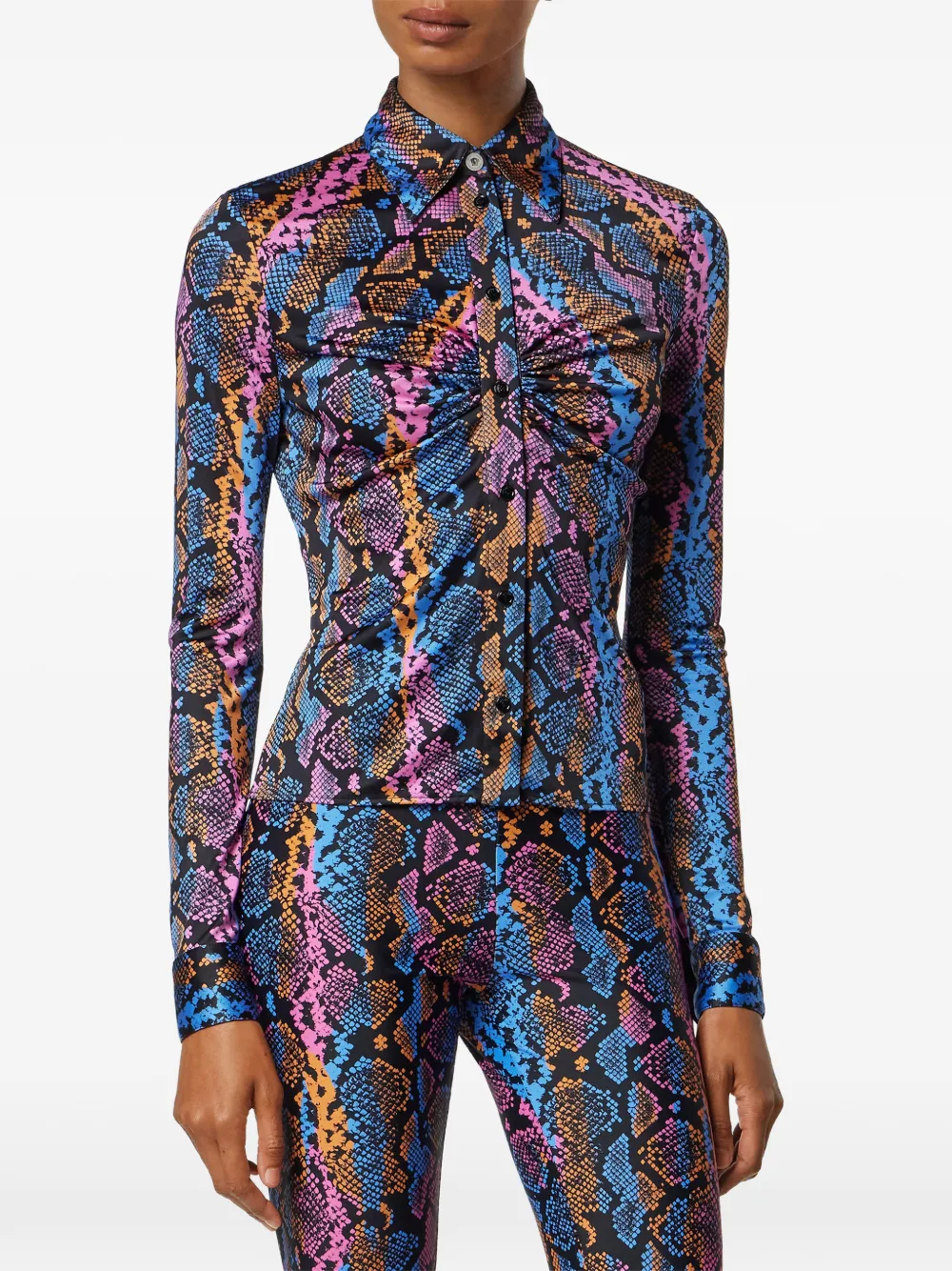 Versace Python-print Shirt In Blue