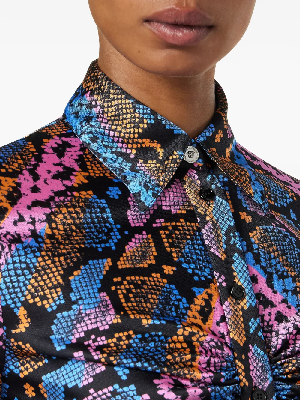 Versace Python-print Shirt In Blue