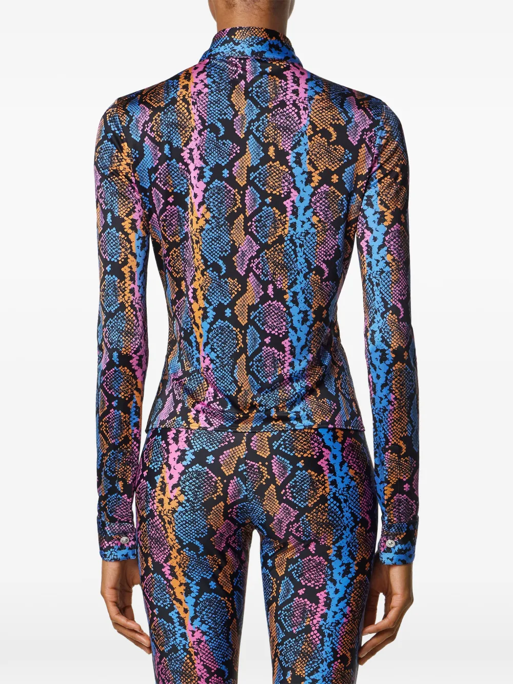 Versace Python-print Shirt In Blue