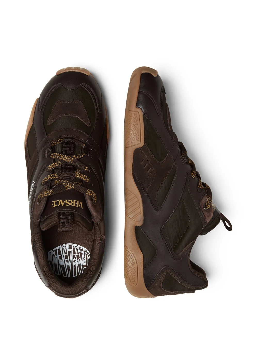 Versace Galaxia leren sneakers Bruin