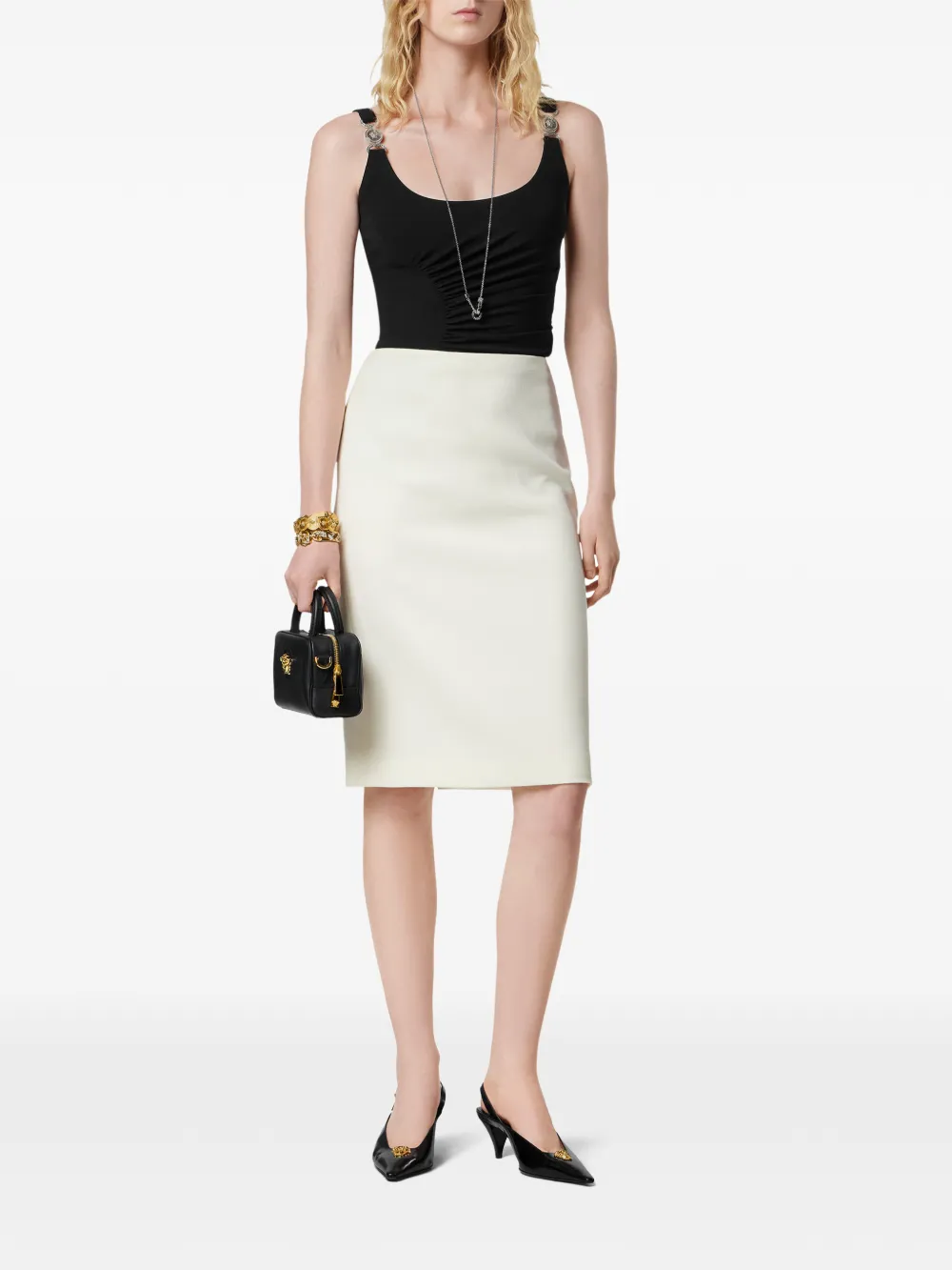 Versace Medusa body met ruches - Zwart