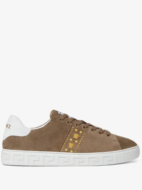 Versace Greca embellished suede sneakers