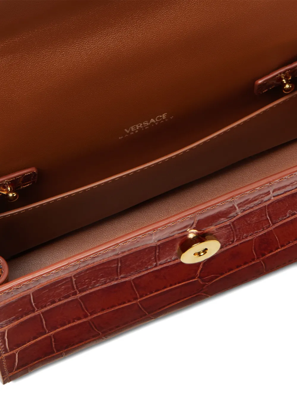 Versace Kleine Medusa '95 tas met krokodillen-reliëf Bruin