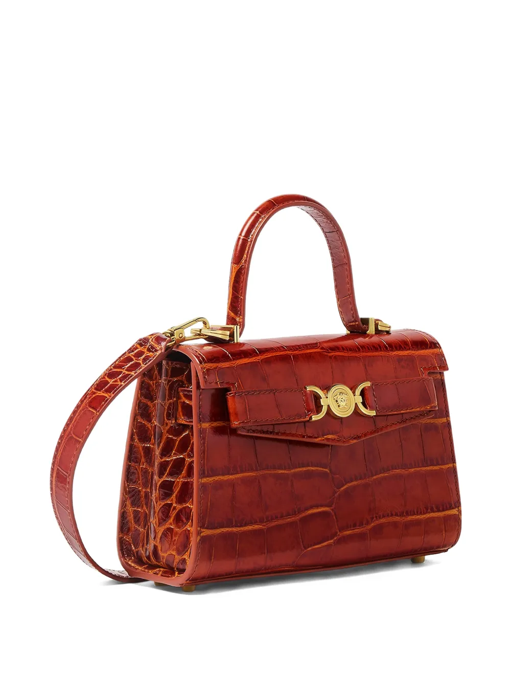 Versace Kleine Medusa '95 tas met krokodillen-reliëf Bruin