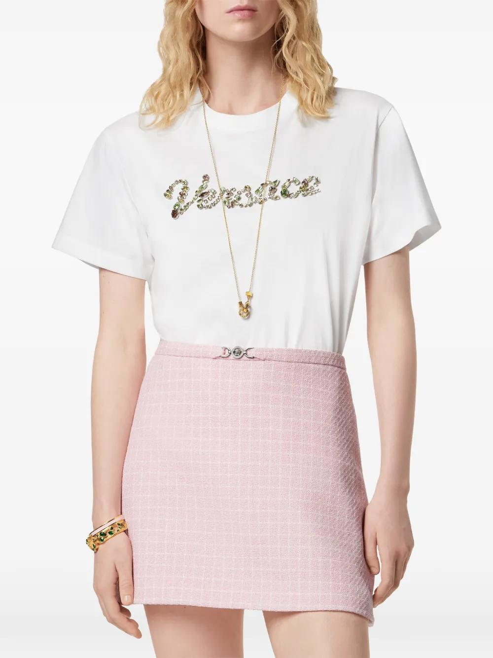 Versace Logo-design Cotton T-shirt In White