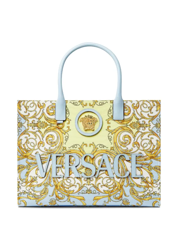 Versace Large La Medusa Printed Tote Bag in Gold