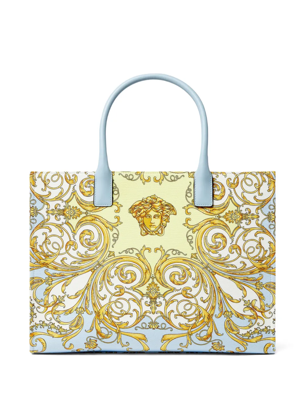 Versace La Medusa Printed Large Tote Bag In Blue