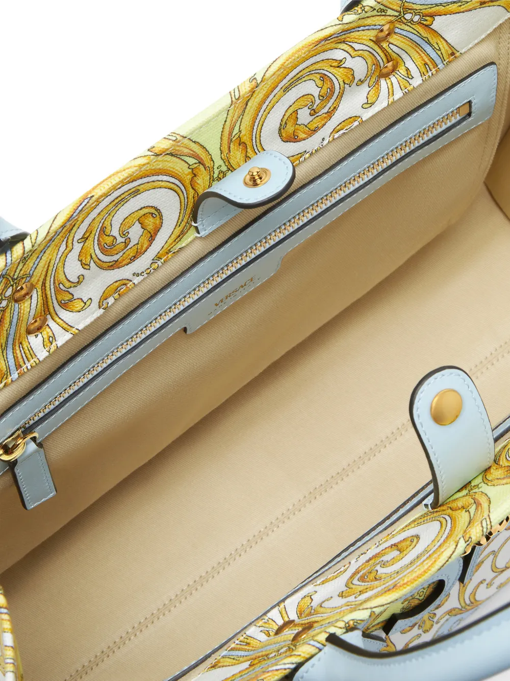 Versace La Medusa Printed Large Tote Bag In Blue