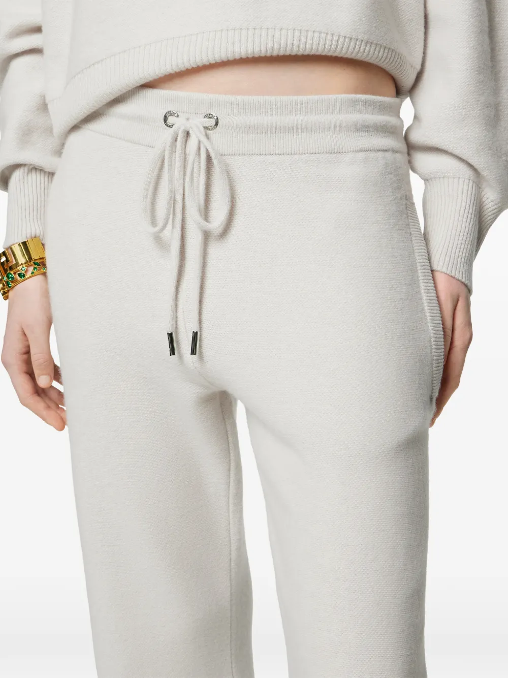 drawstring-fastening knitted flared trousers