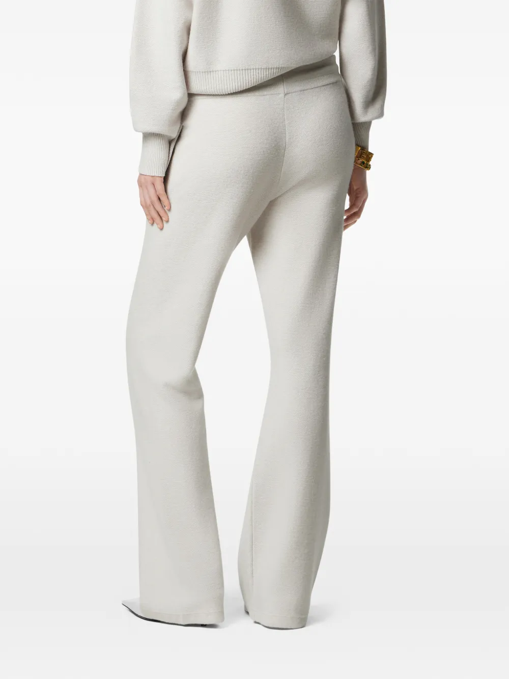 drawstring-fastening knitted flared trousers