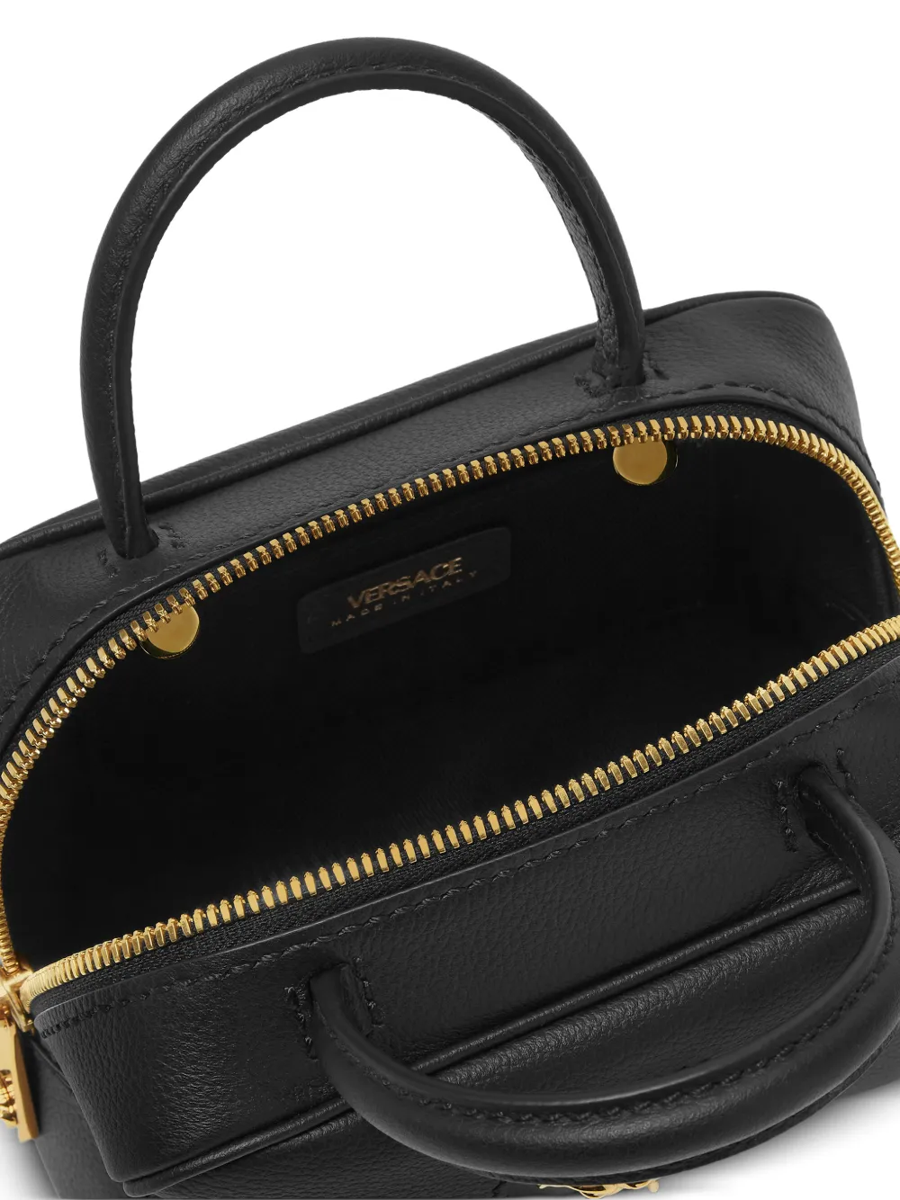 Versace La Medusa leather mini tote bag Zwart