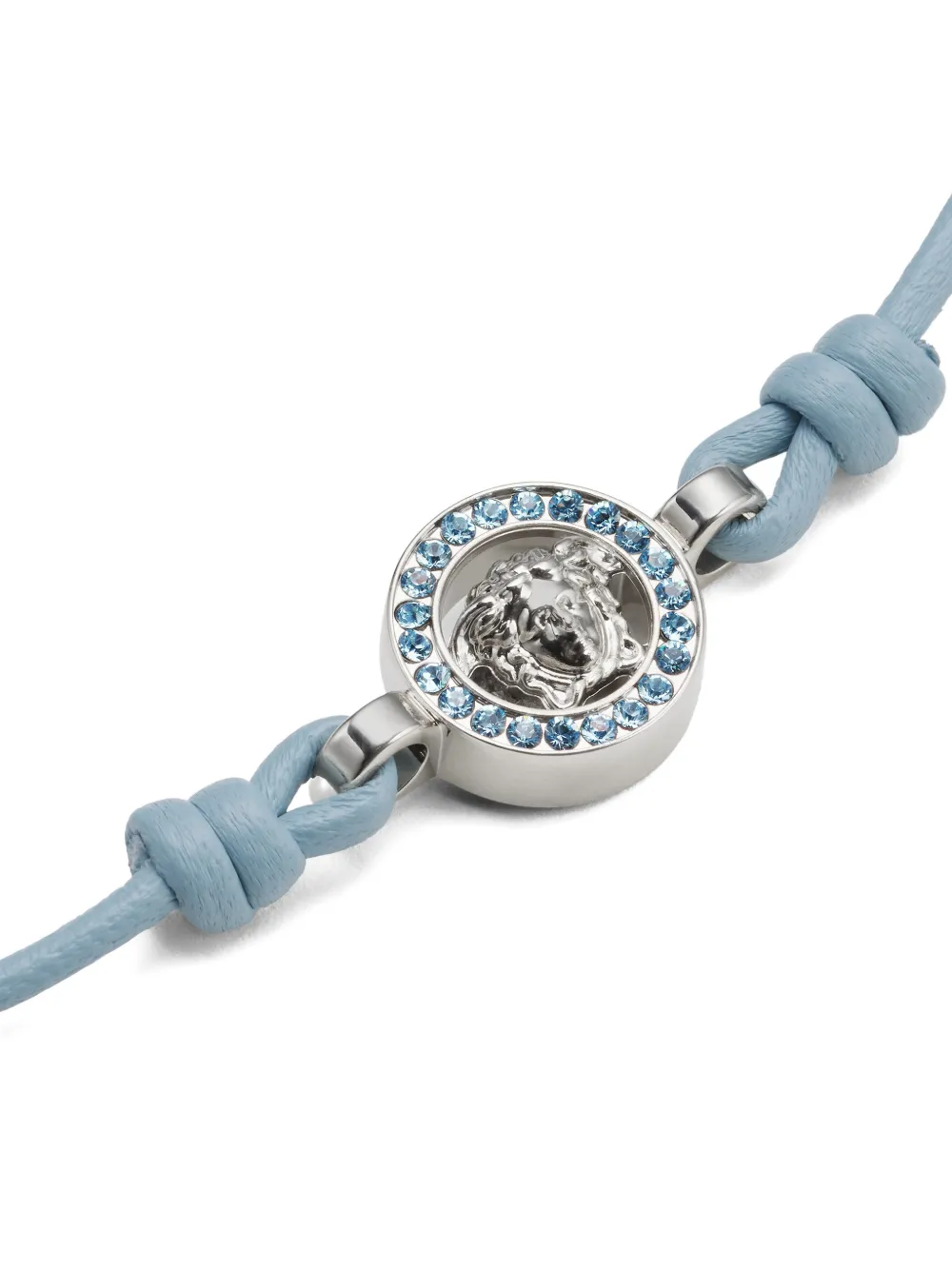 Versace Medusa '95 Crystal Leather Bracelet In Blue