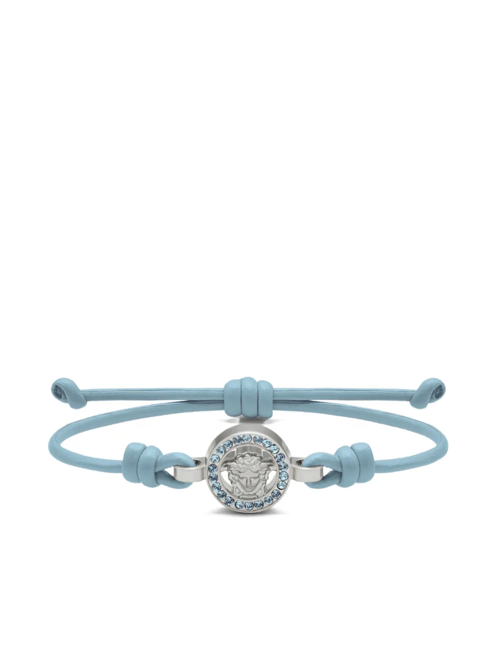 Versace Medusa 95' Leather Bracelet In Silver