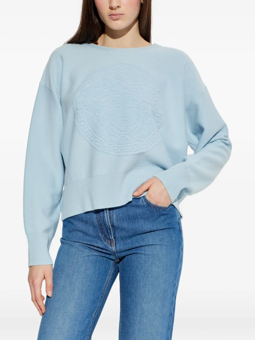 Versace Medusa Head Crewneck Jumper In Blue