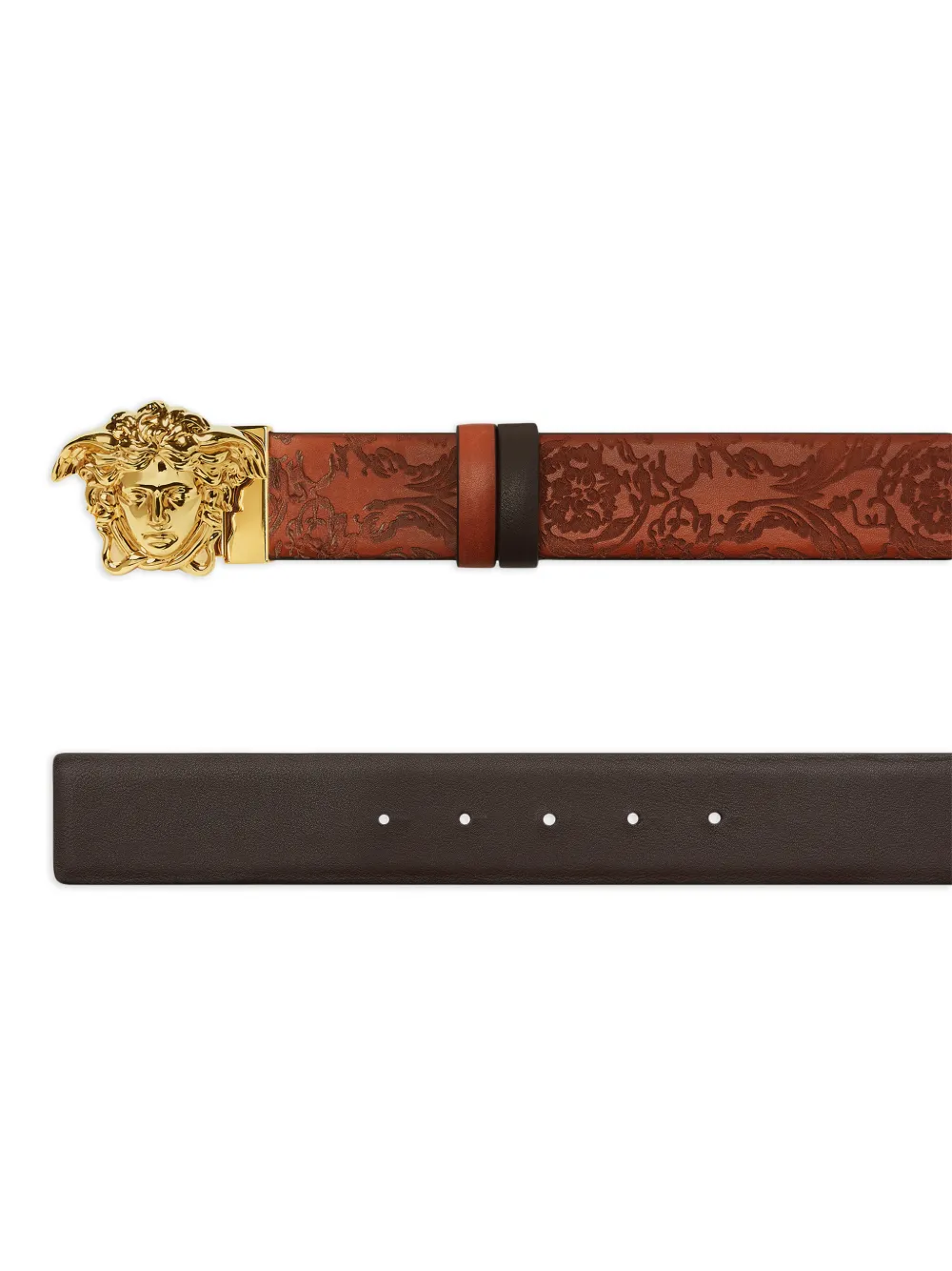 Versace Leren Medusa gespriem - Bruin