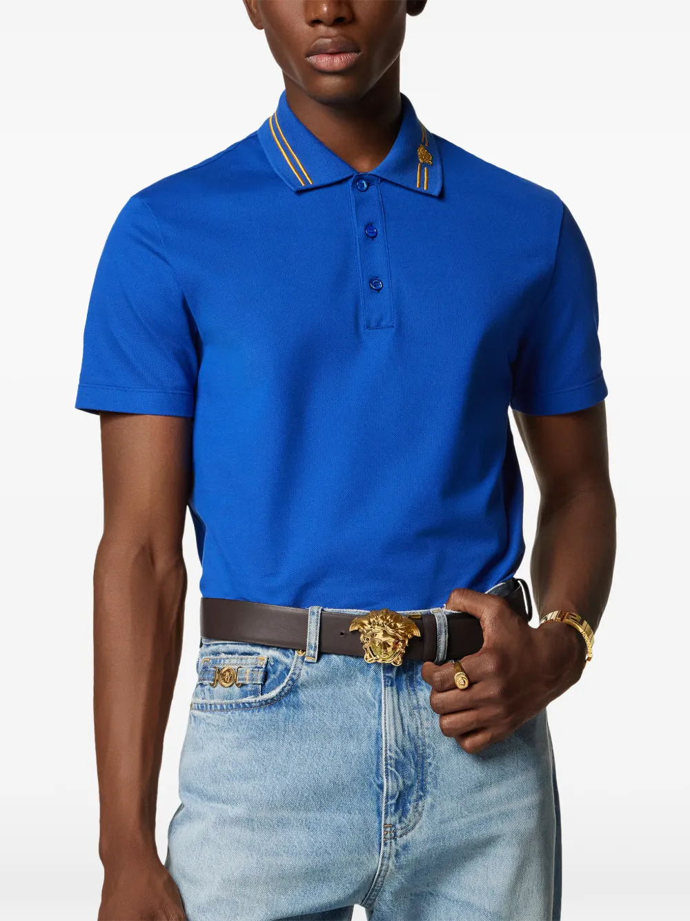 Versace La Medusa leren gespriem Bruin