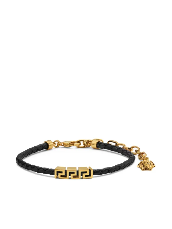 Versace グレカ レザーブレスレット | ゴールドトーン | FARFETCH JP