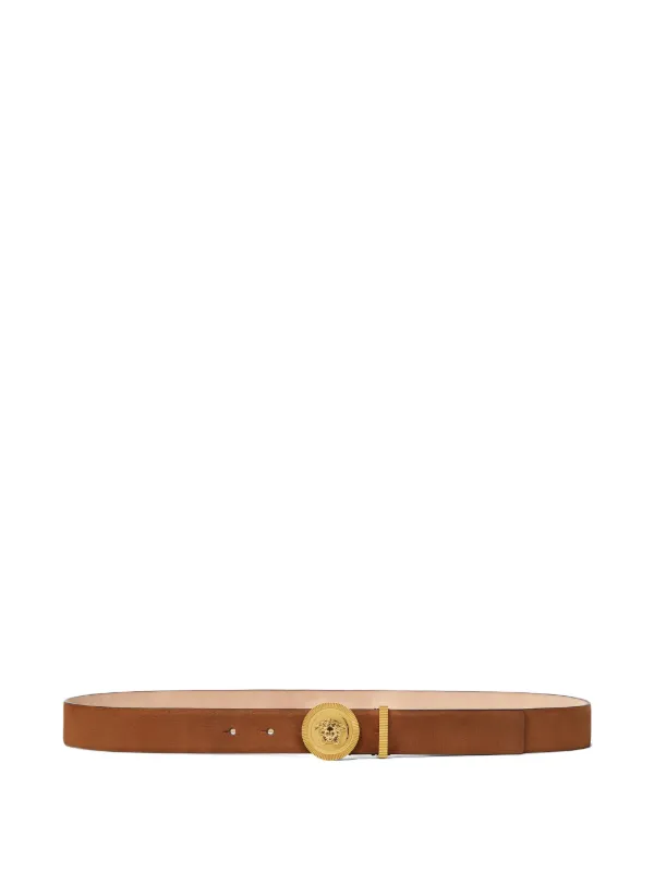 Versace Medusa Biggie Nabuck Belt 1.2" in Brown