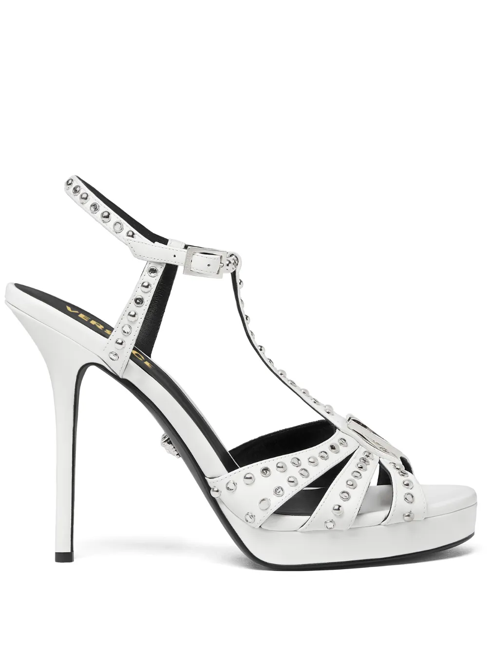 Versace 120mm studded platform sandals - White