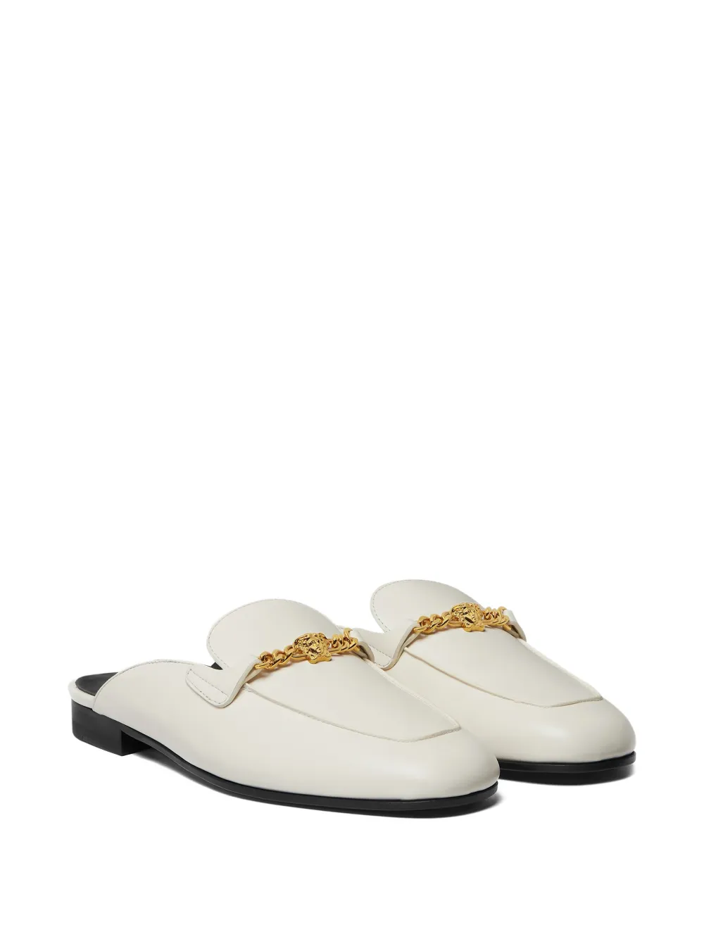 Versace Medusa Leather Mules In White