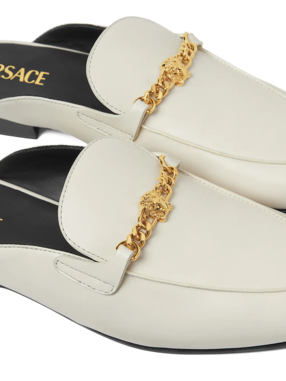 Versace Medusa Leather Mules In White