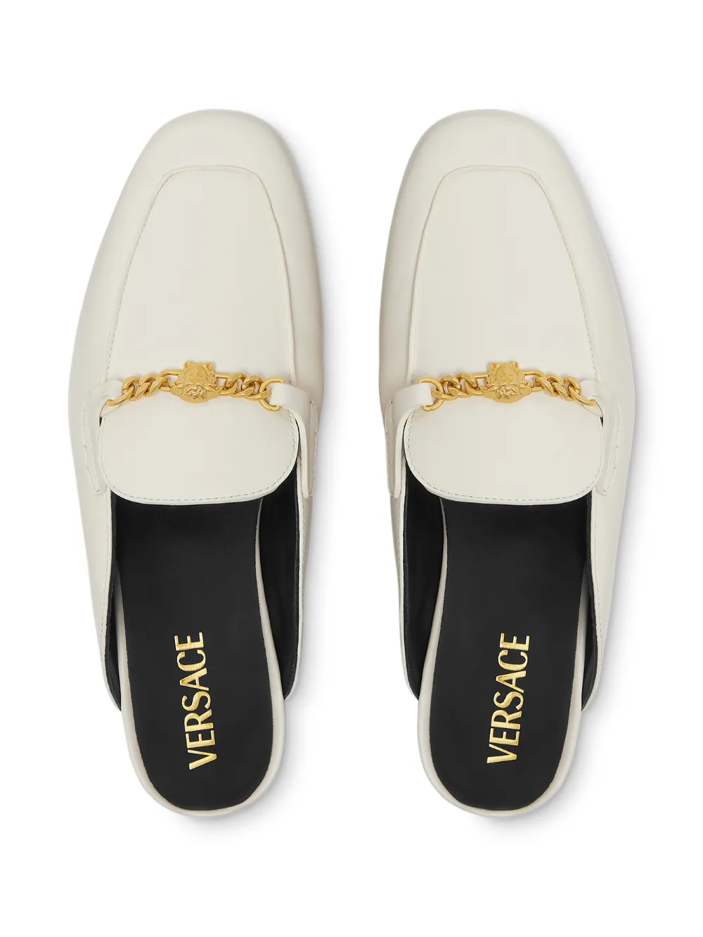 Versace Medusa Leather Mules In White