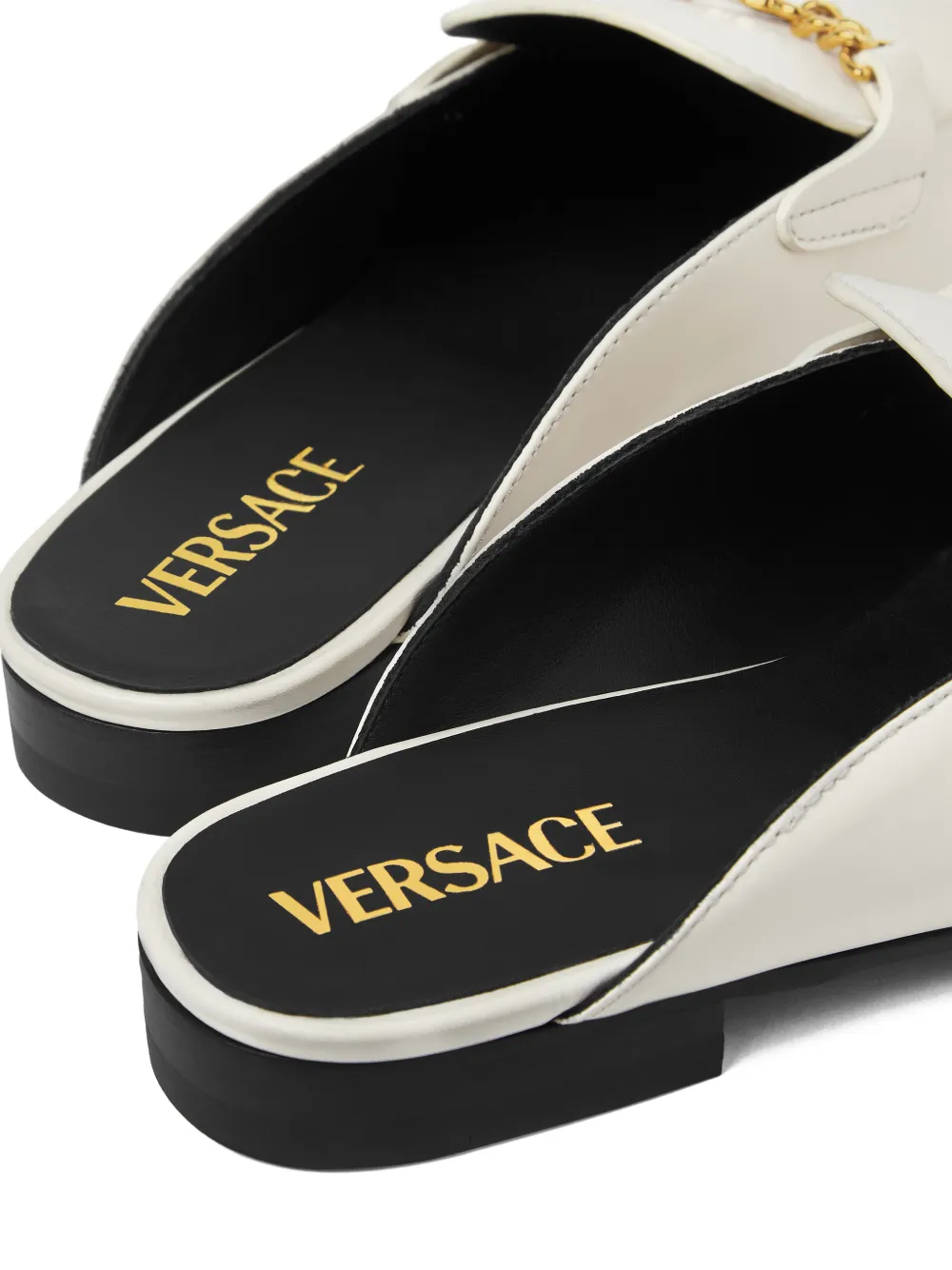 Versace Medusa Leather Mules In White