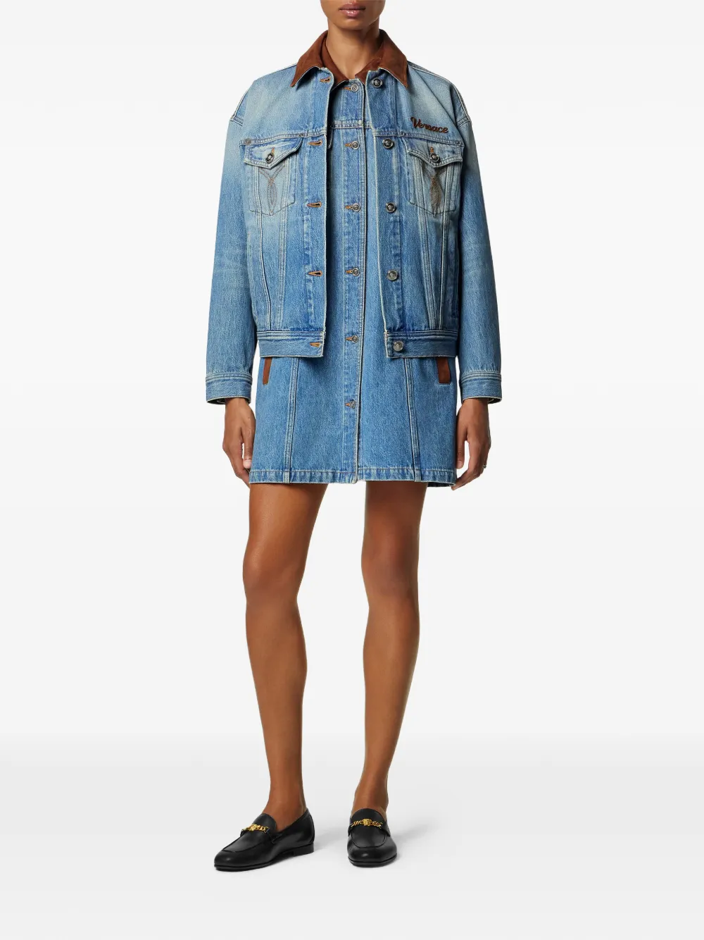 Versace Sleeveless Buttoned Mini Dress - Blue 